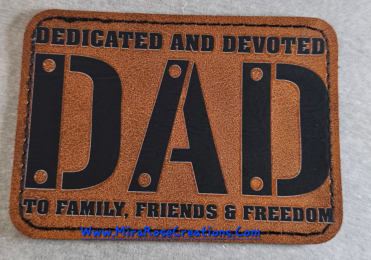 Dedicated And Devoted Dad Leather Hat Patch