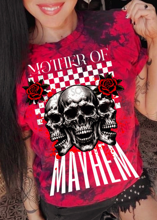 Mother OF Mayhem Red & Black Tiedye Tshirt