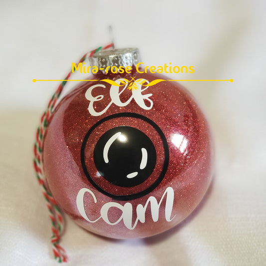 Elf cam glitter ornament
