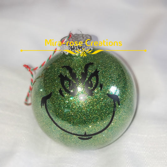 Grinch glitter ornament