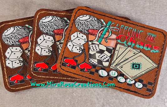 Caffeine And Chaos Leather Hat Patch