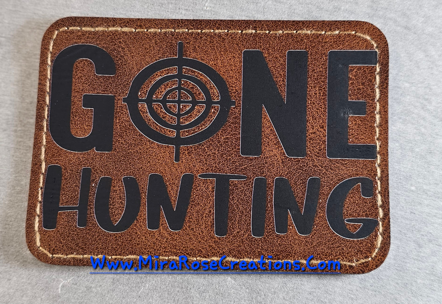 Gone Hunting Leather Hat Patch