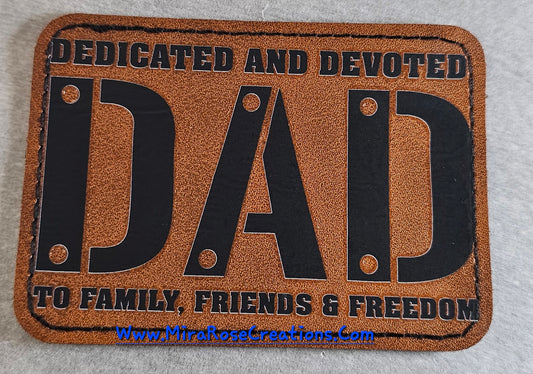 Dedicated And Devoted Dad Leather Hat Patch