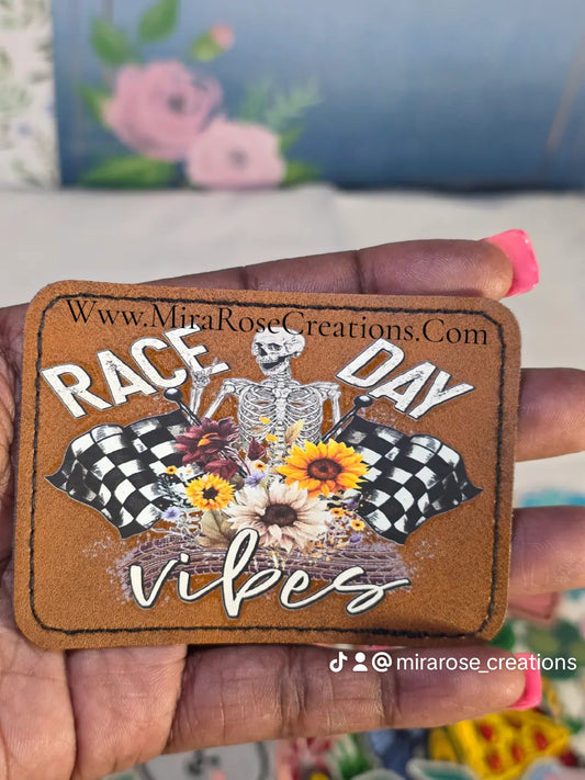 Race Day Vibes Leather Hat Patch